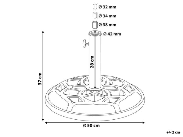 Parasollfot Svart Betong ø 50 cm 23 kg Solskjerming Base til parasoll Utendørs Hage Terrasse