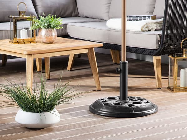Parasollfot Svart Betong ø 50 cm 23 kg Solskjerming Base til parasoll Utendørs Hage Terrasse