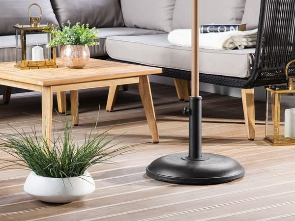 Parasollfot Svart Betong ø 45 cm 23 kg Base til parasoll Solskjerming Utendørs Hage Terrasse