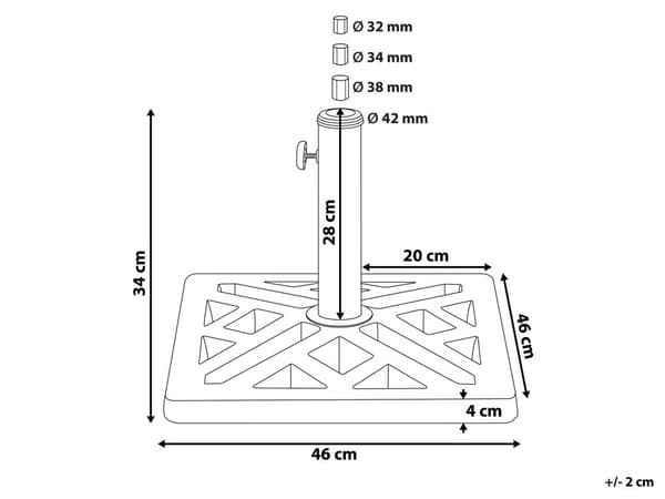 Parasollfot Base Svart Betong 46 x 46 cm Firkantet Utendørs Paraplystativ