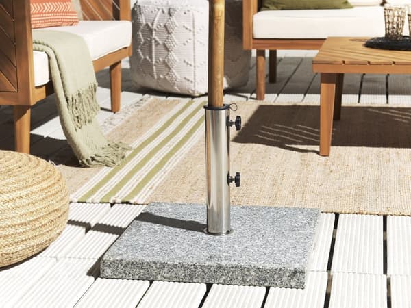 Parasolbund grå granit Rustfrit Stål 45 x 45 cm 25 kg Firkantet Udendørs Paraplystativ