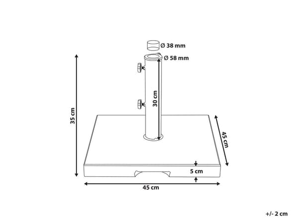 Parasollfot Svart Granitt 45 x 45 cm 25 kg Firkantet Utendørs Hage Solskjerming Parasoll