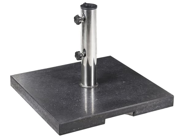 Parasollfot Svart Granitt 45 x 45 cm 25 kg Firkantet Utendørs Hage Solskjerming Parasoll