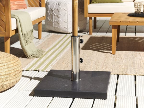 Parasollfot Svart Granitt 45 x 45 cm 25 kg Firkantet Utendørs Hage Solskjerming Parasoll