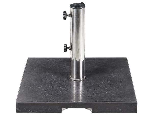 Parasollfot Svart Granitt 45 x 45 cm 25 kg Firkantet Utendørs Hage Solskjerming Parasoll
