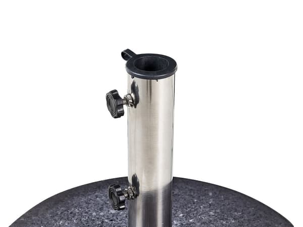 Parasollfot Svart Granitt Rustfritt stål ø 45 cm 25 kg Rund Utendørs Hage Solskjerming Parasoll