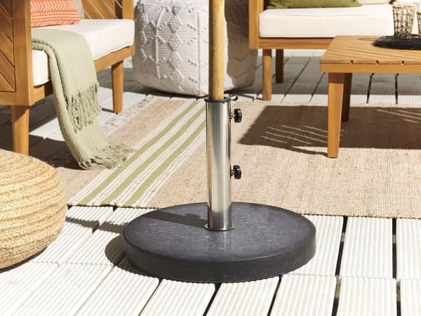 Parasollfot Svart Granitt Rustfritt stål ø 45 cm 25 kg Rund Utendørs Hage Solskjerming Parasoll