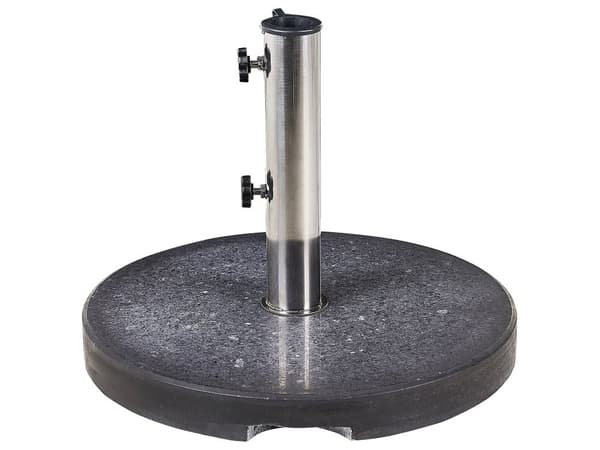 Parasollfot Svart Granitt Rustfritt stål ø 45 cm 25 kg Rund Utendørs Hage Solskjerming Parasoll