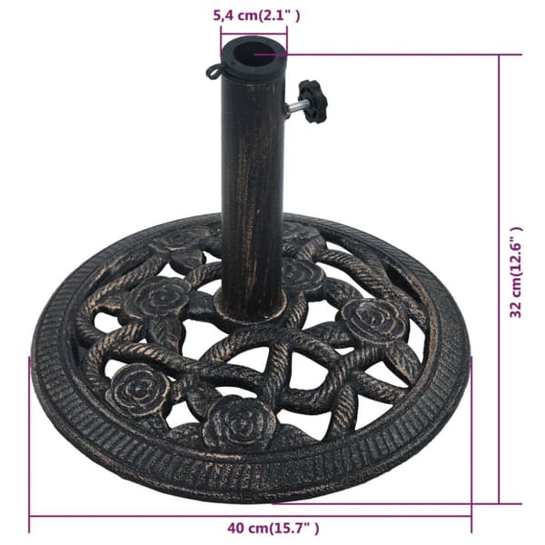 parasolfod 9 kg 40 cm støbejern sort og bronze