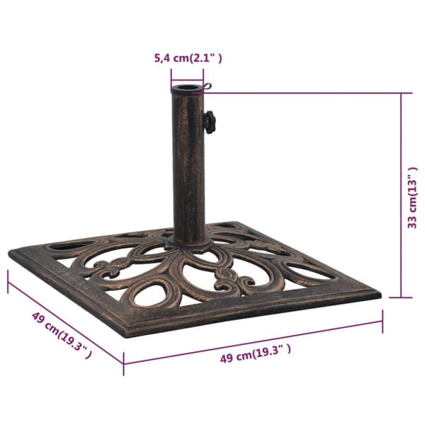 vidaXL parasolfod 12 kg 49 cm støbejern bronzefarvet -  Parasolfødder
