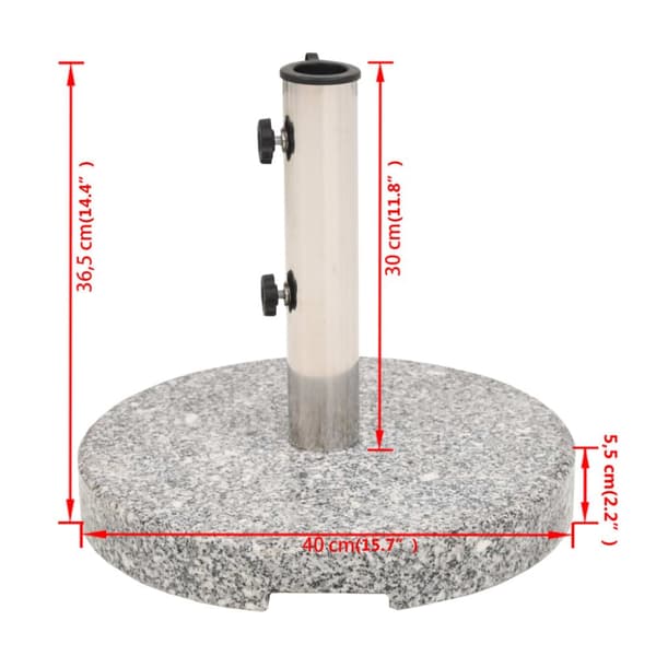 vidaXL Parasollfot granit rund 20 kg -  Parasollfötter