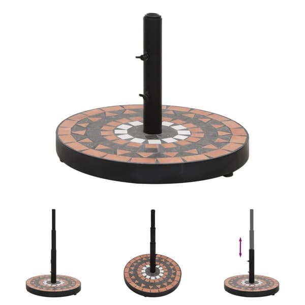 The Living Store Parasollfot terrakotta och vit rund 12 kg -  Parasollfötter