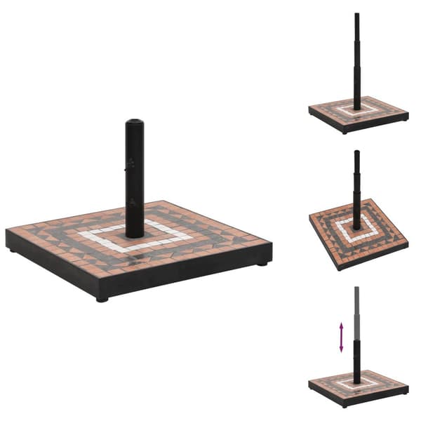 Parasollfötter - Living Parasollfot terrakotta och vit fyrkantig 12 kg