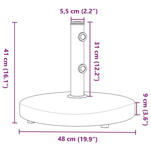 vidaXL Parasollfot for Ø32/38/48 mm stenger 25 kg rund