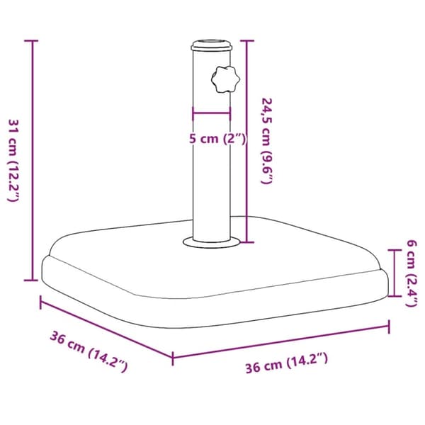 vidaXL Parasollfot for Ø32/35/38 mm stenger 11 kg firkantet