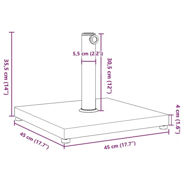 vidaXL Parasollfot for Ø32/38/48 mm stenger 18 kg firkantet