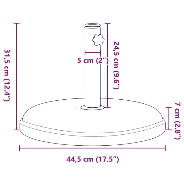 vidaXL Parasollfot for Ø32/35/38 mm stenger 15 kg rund