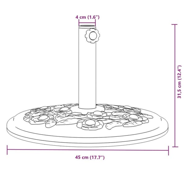 Aurinkovarjon jalusta Ø38 / 48 mm tangolle 12 kg pyöreä