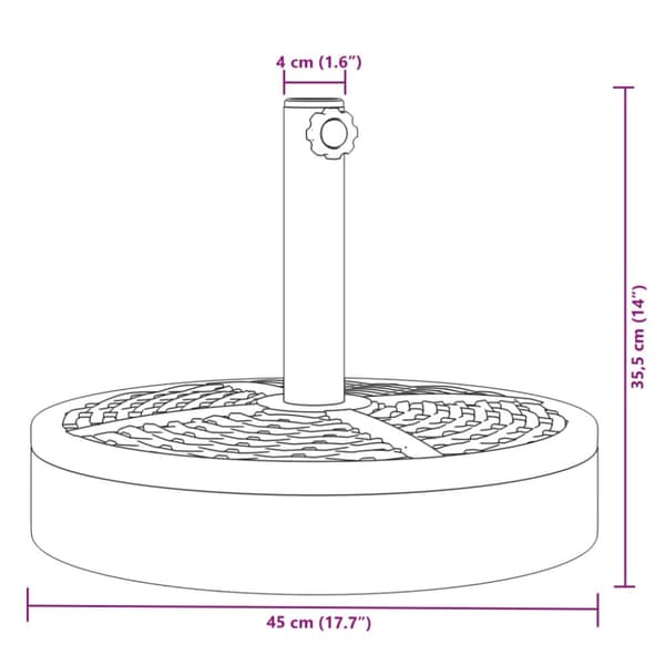 parasolfod til Ø38/48 mm stænger 25 kg rund