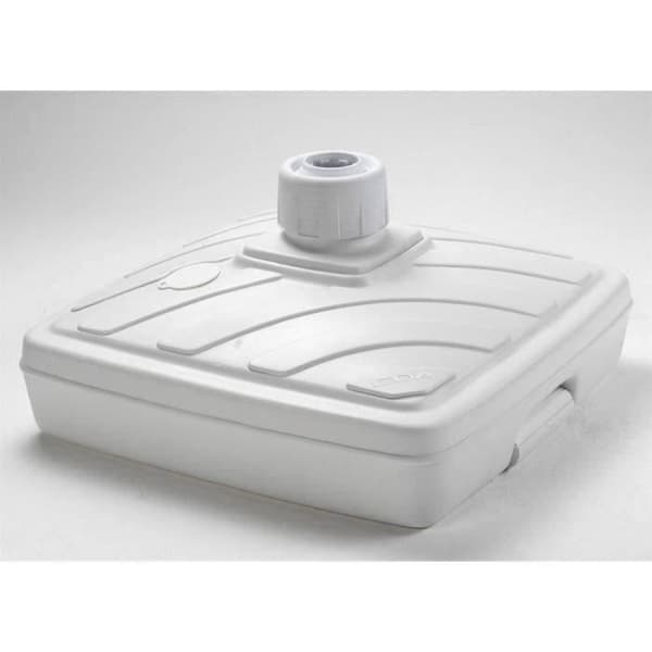 Fyrkantig parasollfot - EDA - Vit plast - 40 liter - Handtag och hjul