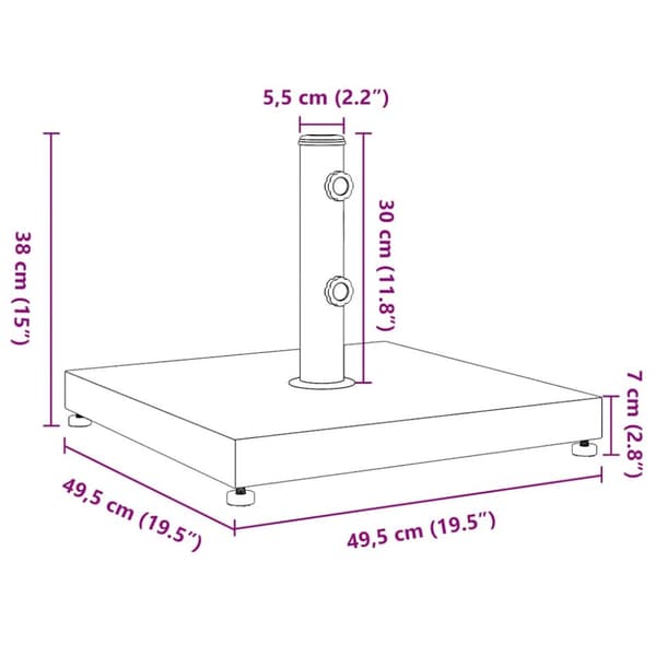 Parasollfot för Ø32/38/48 mm stolpar 11 kg fyrkantigt