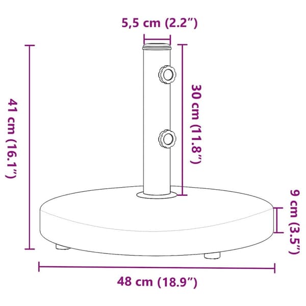 Parasollfot för Ø32/38/48 mm stolpar 25 kg rund