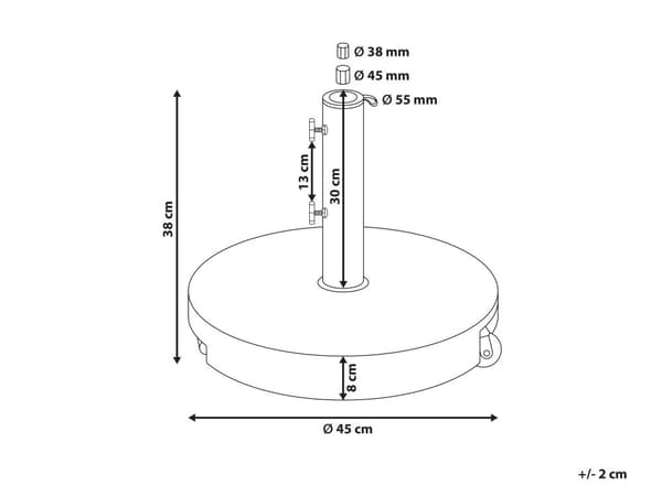 Parasollfot Grå Granitt Rustfritt stål ø 45 cm 30 kg Rund form Hjul Håndtak Hagemøbler Solskjerming