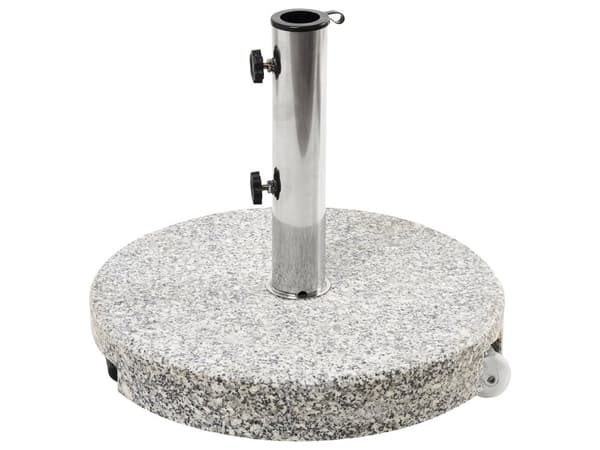Parasollfot Grå Granitt Rustfritt stål ø 45 cm 30 kg Rund form Hjul Håndtak Hagemøbler Solskjerming