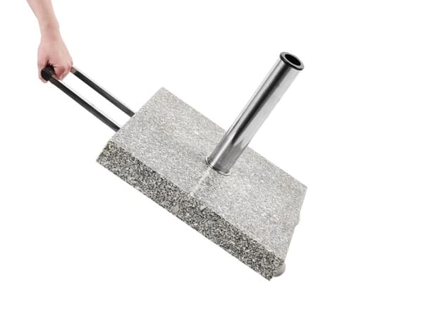 Parasollfot Grå Granitt Rustfritt stål 45 x 45 cm 30 kg Firkantet form Hjul Håndtak Hagemøbler Solskjerming