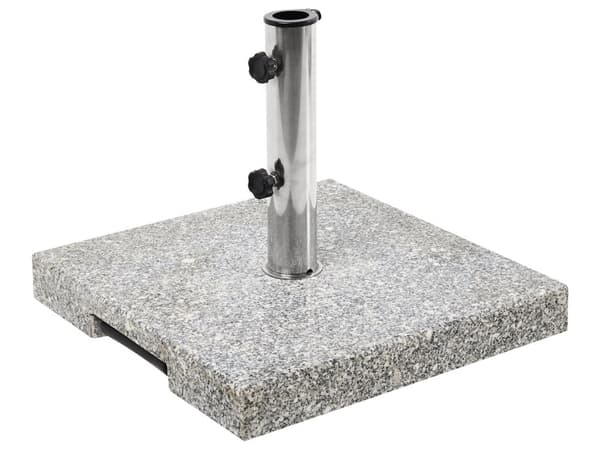 Parasollfot Grå Granitt Rustfritt stål 45 x 45 cm 30 kg Firkantet form Hjul Håndtak Hagemøbler Solskjerming