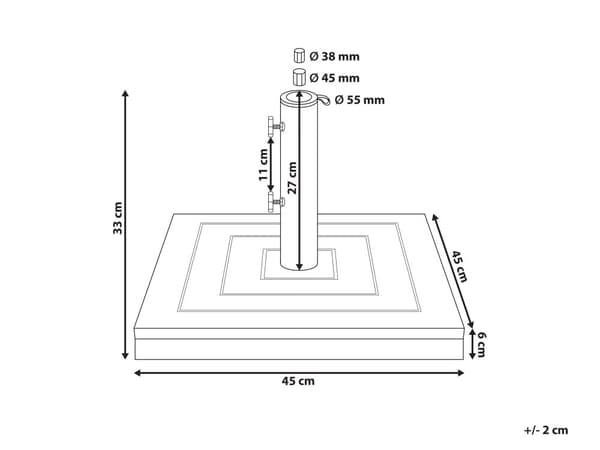 Parasolfod Brun Træ Granit Stål 45 x 45 cm 21 kg Firkantet Udendørs Paraplystativ
