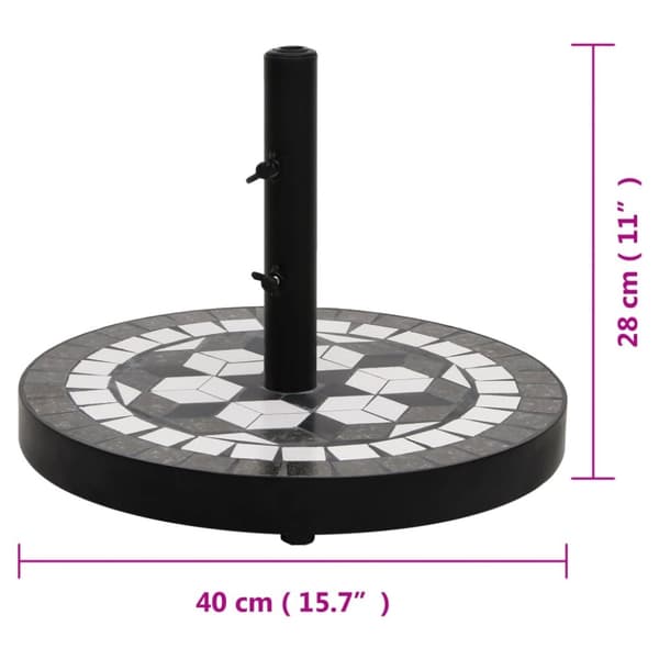 Parasollfot svart och vit rund 12 kg