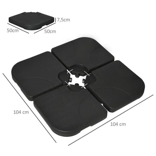 Paraplystativ, 4er-Set, 104x104x7.5 cm, Sort