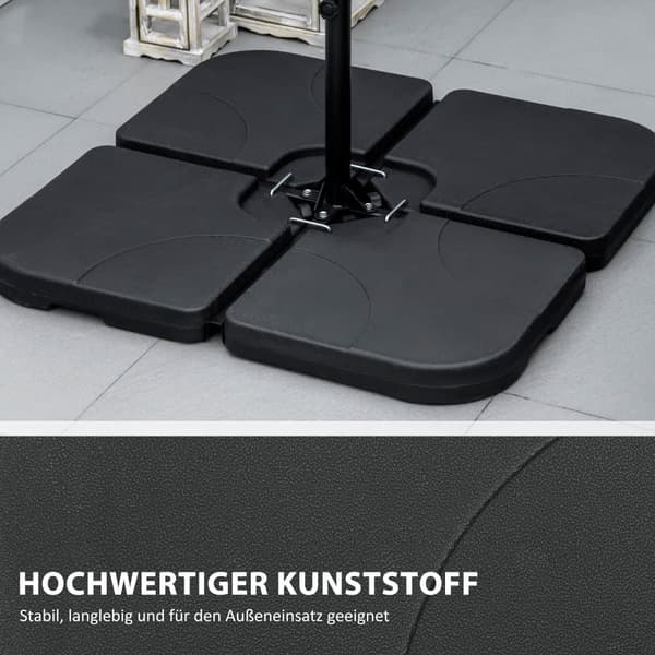 Paraplystativ, 4er-Set, 104x104x7.5 cm, Sort