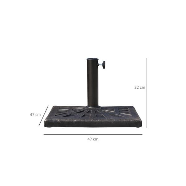 Outsunny Parasolfot i resin 15kg för Ø38/48mm Svart 47x47x32cm stabil och väderbeständig