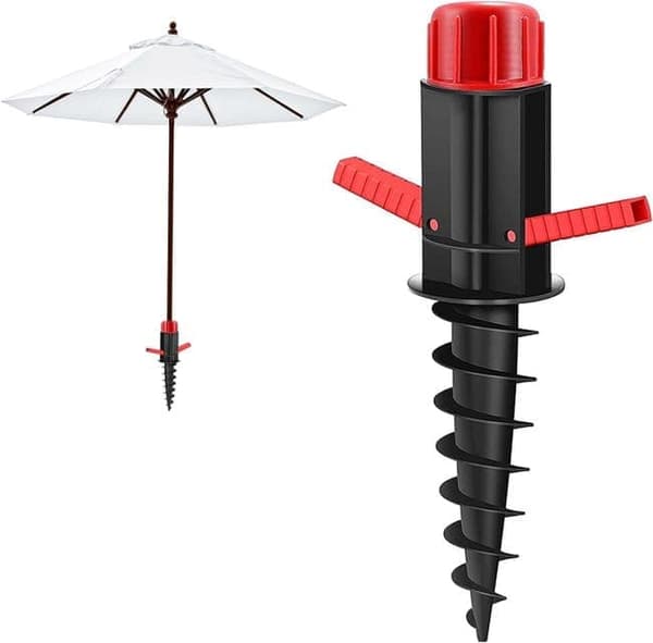 OBOSOE Parasollställ/Parasollankare – Markfäste för parasoll, Passar stänger 22-32 mm, Perfekt för Strand, Gräsmatta