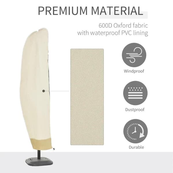 Rootz Parasollskydd - Paraplyskydd - Vattentätt parasollöverdrag - Skyddsöverdrag - Beige - 56x220cm