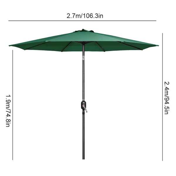 Udendørs Parasol, 270 cm Størrelse, UV Beskyttelse, Justerbar Tilt Funktion,3