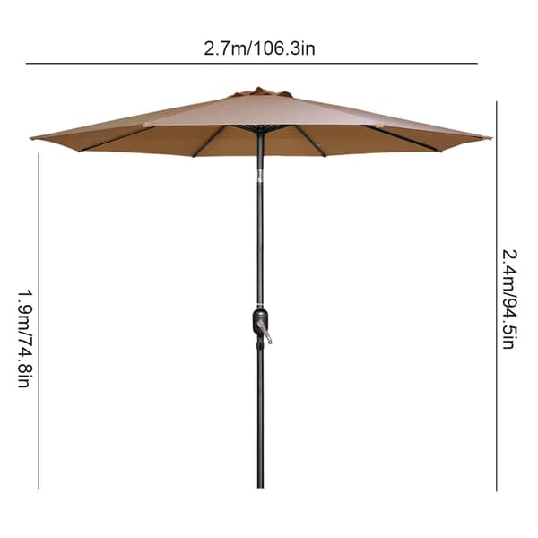 Udendørs Parasol, 270 cm Størrelse, UV Beskyttelse, Justerbar Tilt Funktion,4