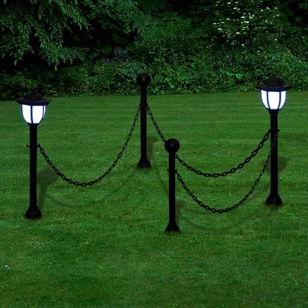 vidaXL Kjettinggjerde med to soldrevne LED-lamper