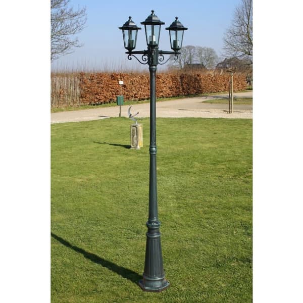 vidaXL Trädgårdslampa 3 armar 215 cm mörkgrön/svart aluminium