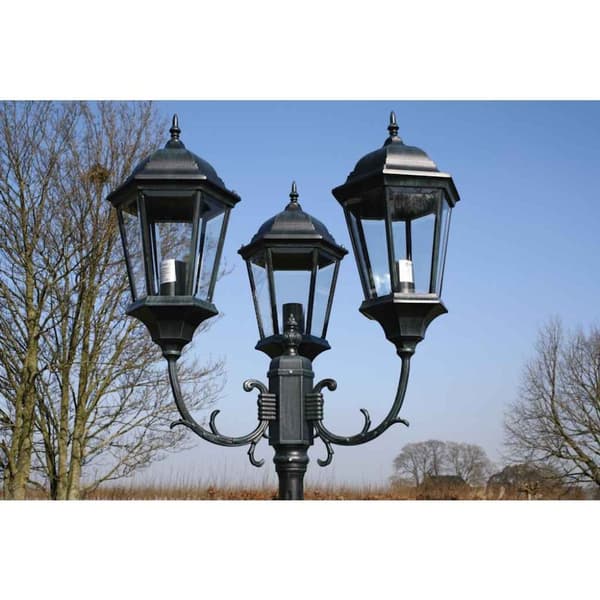 vidaXL lygtepæl med 3 arme 230 cm aluminium mørkegrøn/sort