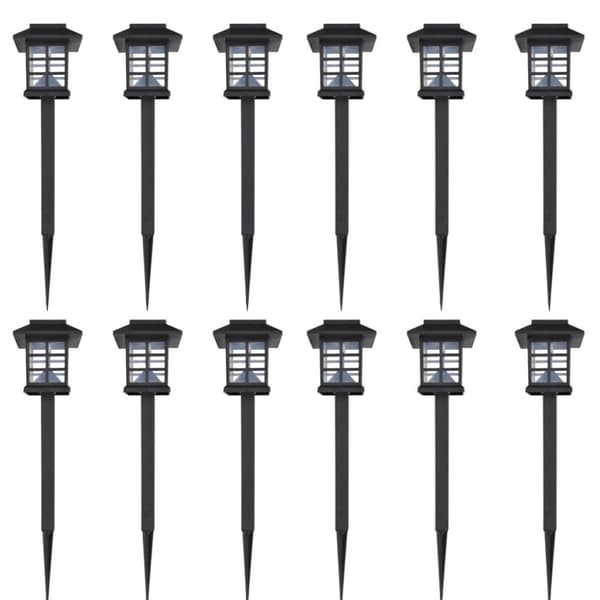vidaXL soldrevet LED lampesæt med spyd 12 stk. 8,6 x 8,6 x 38 cm