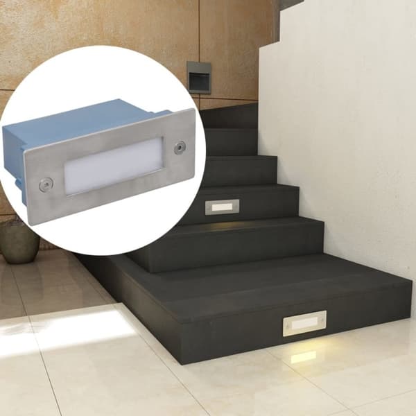 vidaXL Innfelte LED-trappelys 6 stk 44x111x56 mm