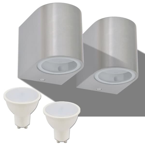 vidaXL Utendørs LED vegglamper 2 stk rund nedover
