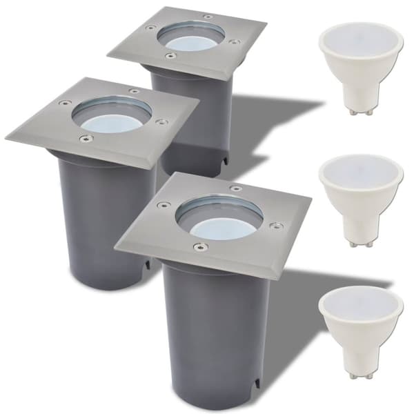 vidaXL LED-nedgravningsspots 3 stk. firkantet