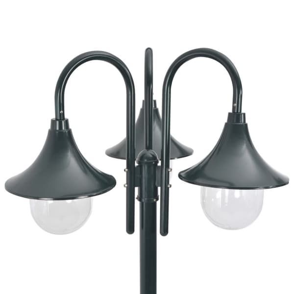 vidaXL Hagelyktestolpe E27 220 cm aluminium 3 lamper mørkegrønn