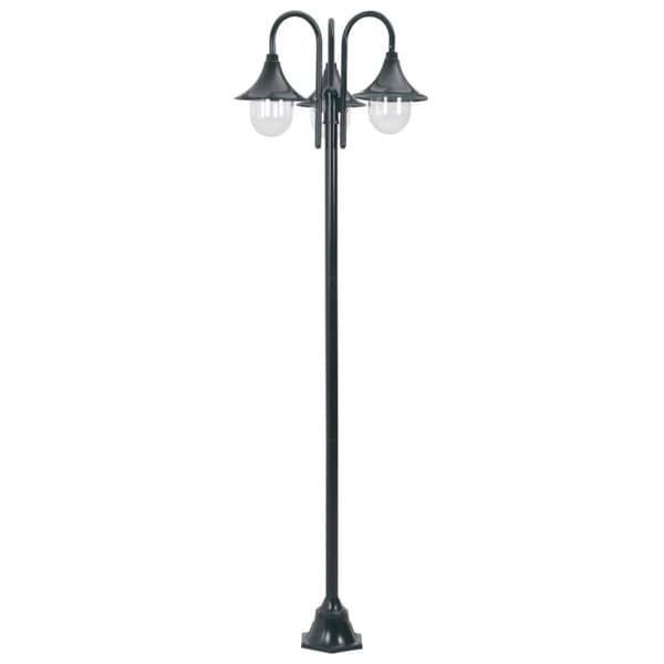vidaXL Hagelyktestolpe E27 220 cm aluminium 3 lamper mørkegrønn