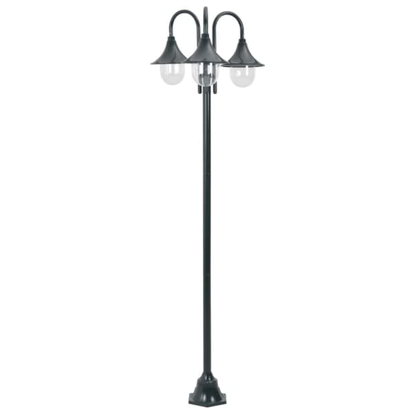 vidaXL Hagelyktestolpe E27 220 cm aluminium 3 lamper mørkegrønn