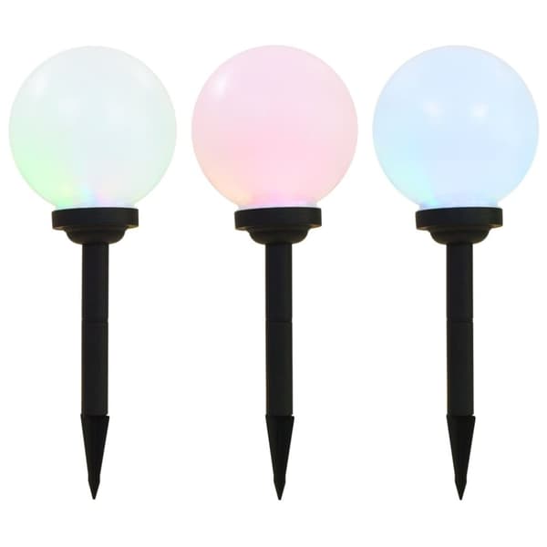 vidaXL LED-solcellelamper 3 stk. 20 cm rund RGB-farver